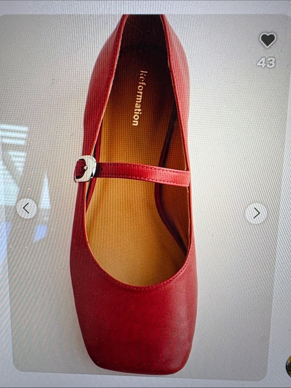 Reformation Red Mary Jane Flats with Silver Buckle